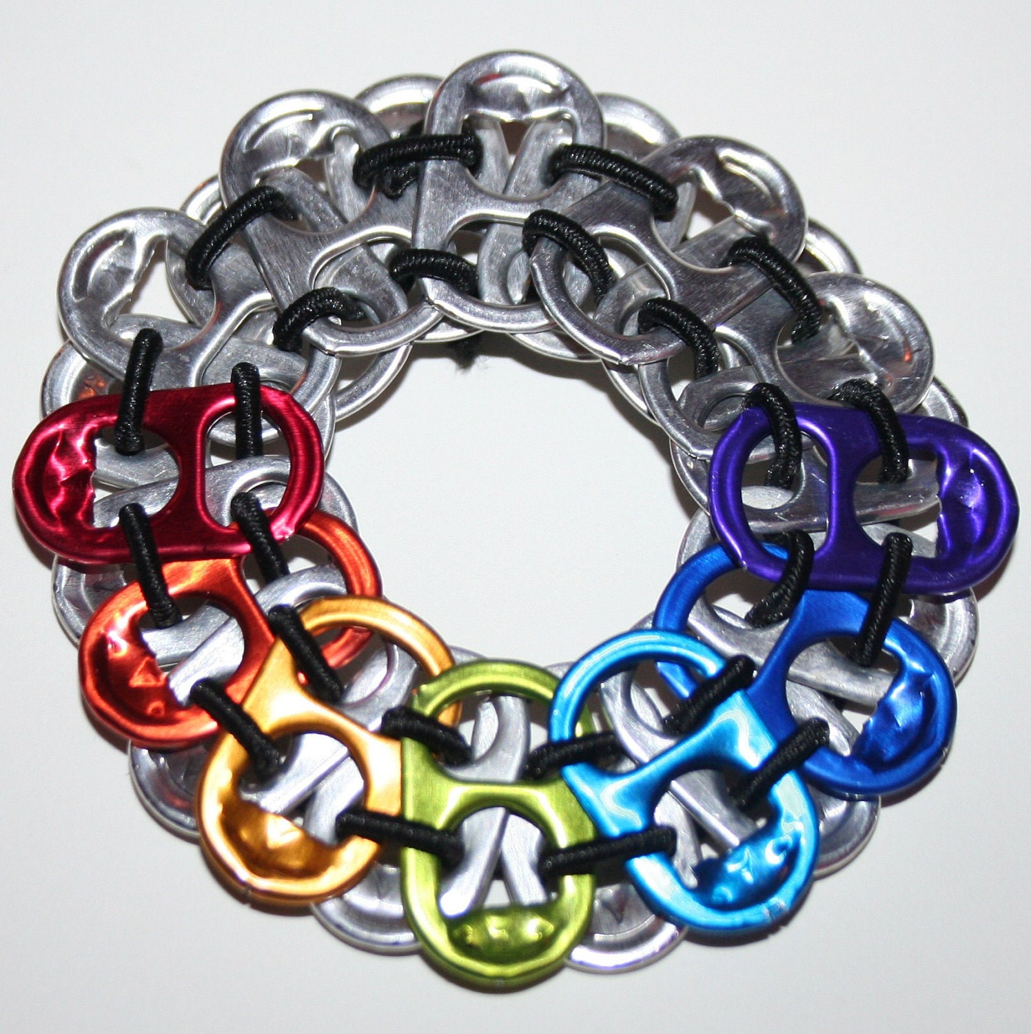 Rainbow Chakra Stretchy Pop Can Tab Bracelet