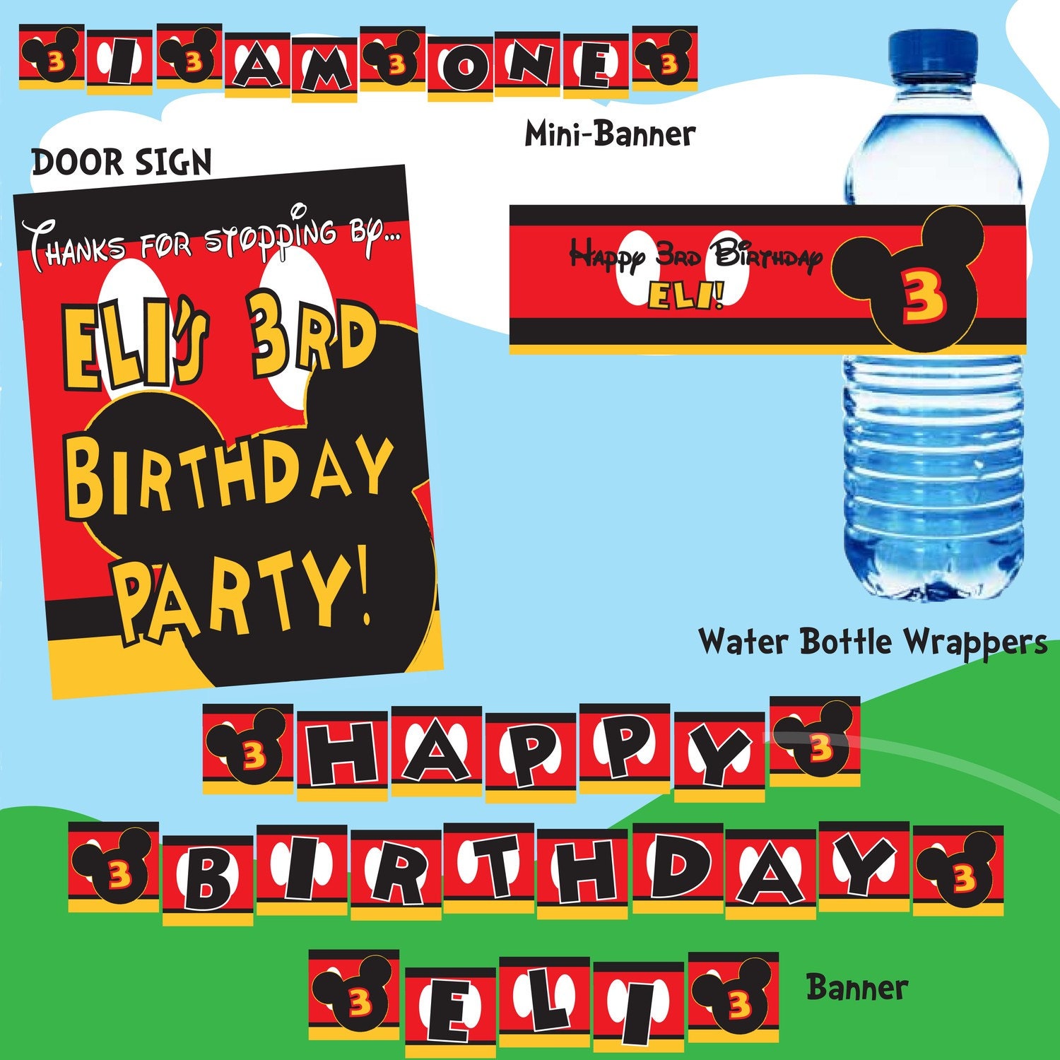 TODAY ONLY SALE - Printable Mickey Mouse Inspired Party Pack