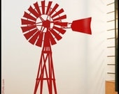 USA Wind mill : WALL DECAL - Far West - Old Windmill in Wood as in Western Movies. John Wayne style. Nursery, kid.