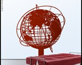 On Sale NYC : WALL DECAL - Columbus Circle Sculpture World Decal continents map steel sticker, nursery, livingroom, new york classy deco