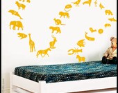 On Sale ANIMALS ALPHABET DECAL : Alphabet with animal names , first letters, Rhino, Giraffe, Bear, Shark, Bat, Mouse.