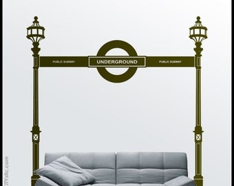 On Sale LONDON : WALL DECAL - Underground Tube Entrance at Oxford Circus. Uk icon sticker, royal style, vinyl, English decor