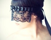 Black lace blindfold eye mask with Crystals  by Love Me Sugar  on Etsy