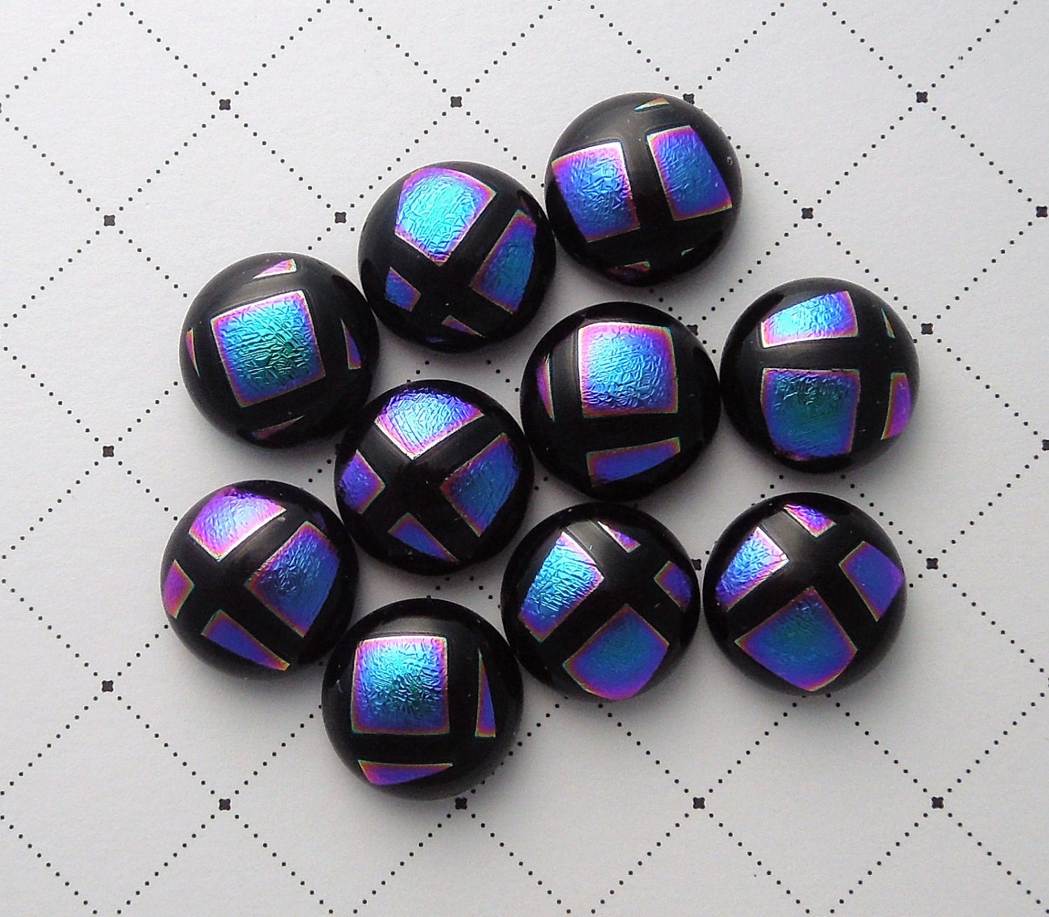 Dichroic Glass Mini Cabs, Dichroic Beads, Dichroic Cabochons, Glass Beads, Buttons 2910 - GalaxyGlass