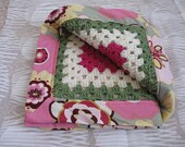 Crochet baby blanket pattern, reversible pink and green, PDF