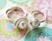 Mother and Daughter Sterling Silver Fresh Water Pearl Ring Set of Two
