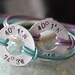 2 Aluminum Alloy Hand Stamped Latitude and Longitude Coordinates Washer with Leather Band Bracelets