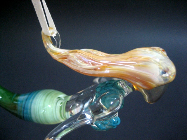 Mermaid Glass Sculpture, Blonde Hair, Art Figure