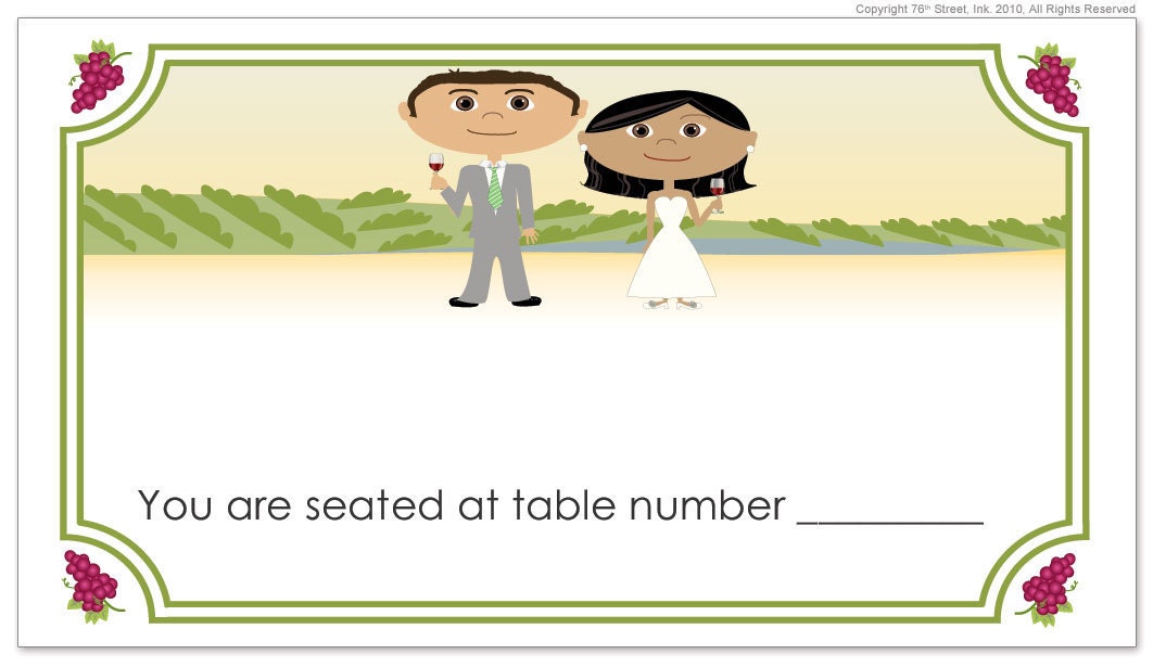 Vineyard Wedding Place Cards