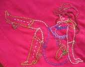 Hand-embroidered Li'l Cowgirl receiving blanket