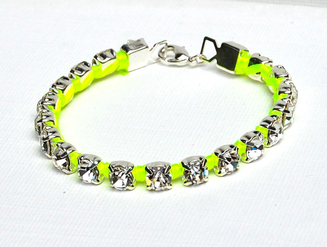 Neon Rhinestone Bracelet  Large Rhinestone Bracelet