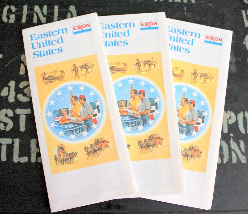Vintage 1976-1977 Exxon Road Map - Great For Crafts and Scrapbooking