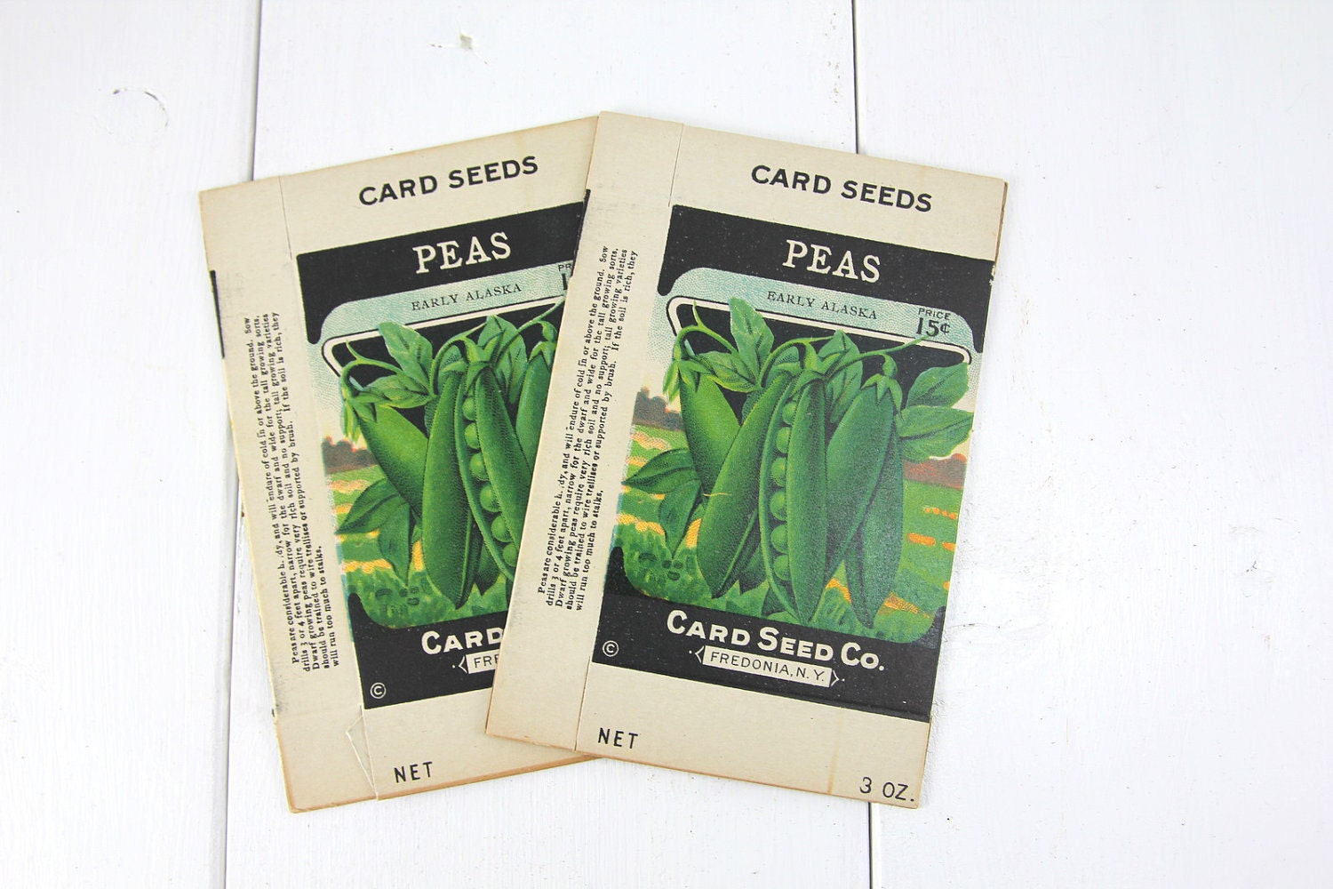 Vintage Card Seed Boxes  - Early Alaska Peas - Great for Crafts and Scrapbooking