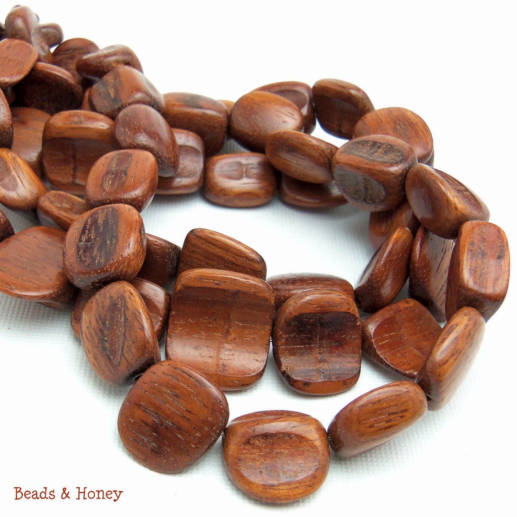 Bayong, Natural Wood Beads, Pinched Cut, Irregular, Smooth, 15-20mm, Full Strand, 28-29pcs - ID 1037