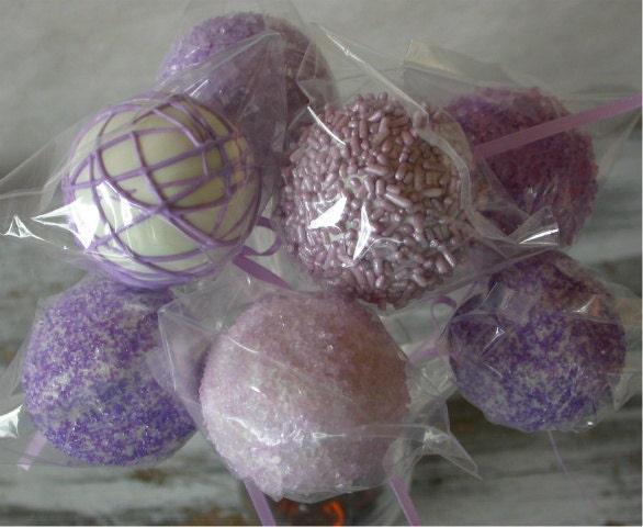 Cake Pops - soft purple birthday cake pop party favor - bridal shower, baby shower, wedding favors