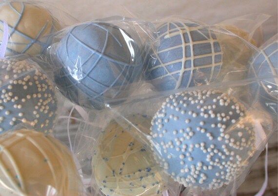 Cake Pops - Soft Blue bridal shower, baby shower, birthday cake pop party favors Il_570xn