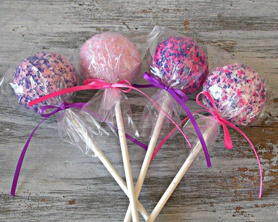 Birthday Cake Pops - Purple and Pink bridal shower baby shower bridesmaid cake pop favors Il_570xn