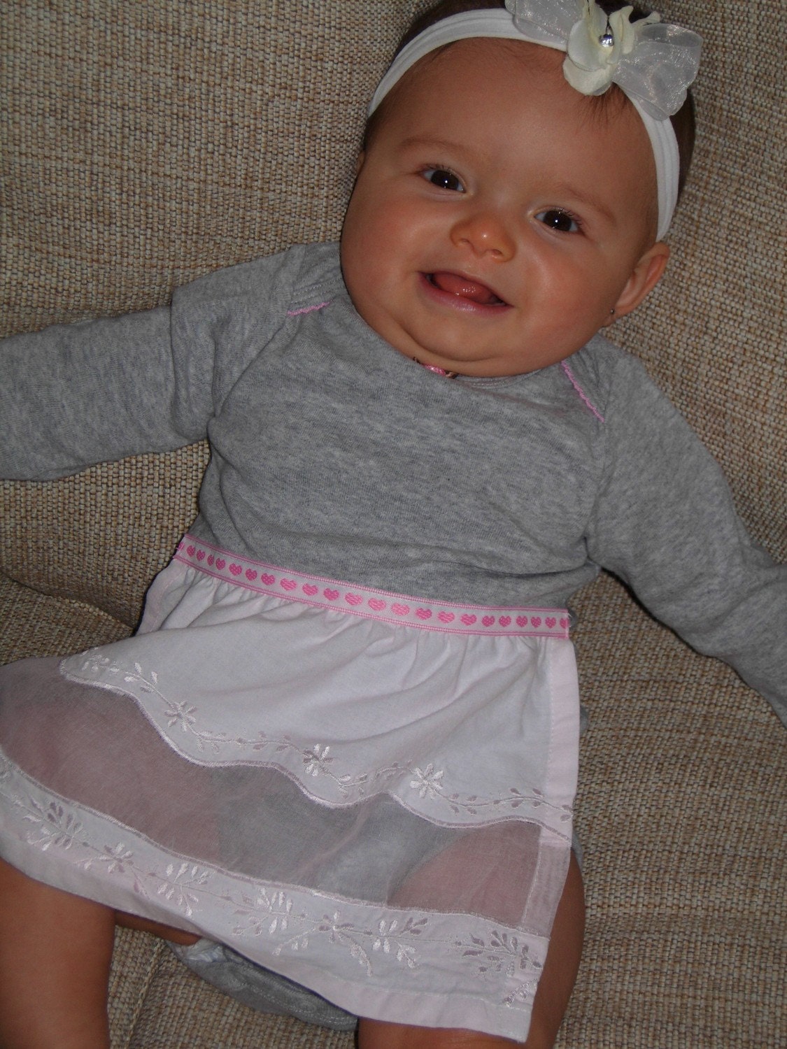 50% Sale Baby Onesie Bodysuit with Pink Heart Trim