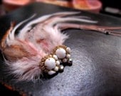 Milk Glass Lovebirds, Feathered Hair Clips