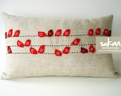 Sukan / Birds Linen Pillow Cover - 12x20