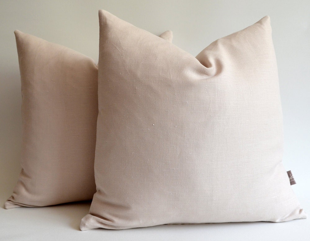 Sukan / 1 Beige Simple Linen Pillow Cover - decorative throw pillow - cushion cover - beige pillow - 24x24 shams