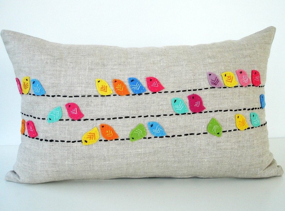 Birds - Linen Pillow cover