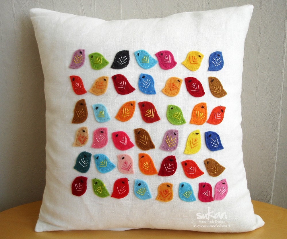 Birds Linen Pillow Cover - 14x14