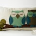 Sukan / Turquoise-Green Owls Pillow Cover - 12x20