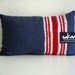 Sukan / Handmade Lumbar Linen Pillow Cover - navy blue red white