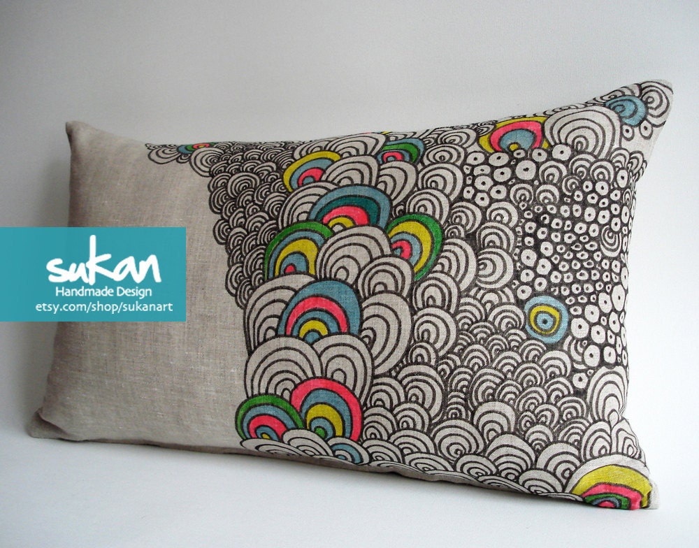 Sukan /  CUSTOM ORDER Pillow Cover - Pen Hand Drawing Pillow Cover - 12x20