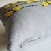 Sukan / Birds Linen Pillow Cover - 12x20 inch - Yellow, Gray, Black Color