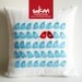 Sukan / Blue, Red Love Birds, White Linen Pillow Cover - 14x14 inch