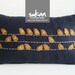 Sukan / Linen, Felt Birds Pillow Cover  12x20 inch  Navy Blue, Mustard, White Color