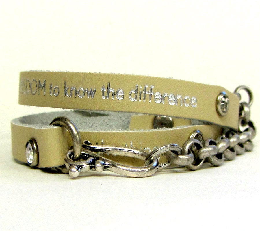 Serenity Prayer Leather Wrap Bracelet Serenity Prayer Jewelry Inspirational Jewelry Spiritual Jewelry IVORY SILVER