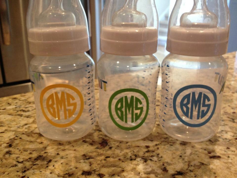 Set of 3- 2" Monograms- perfect for monogramming baby Bottles
