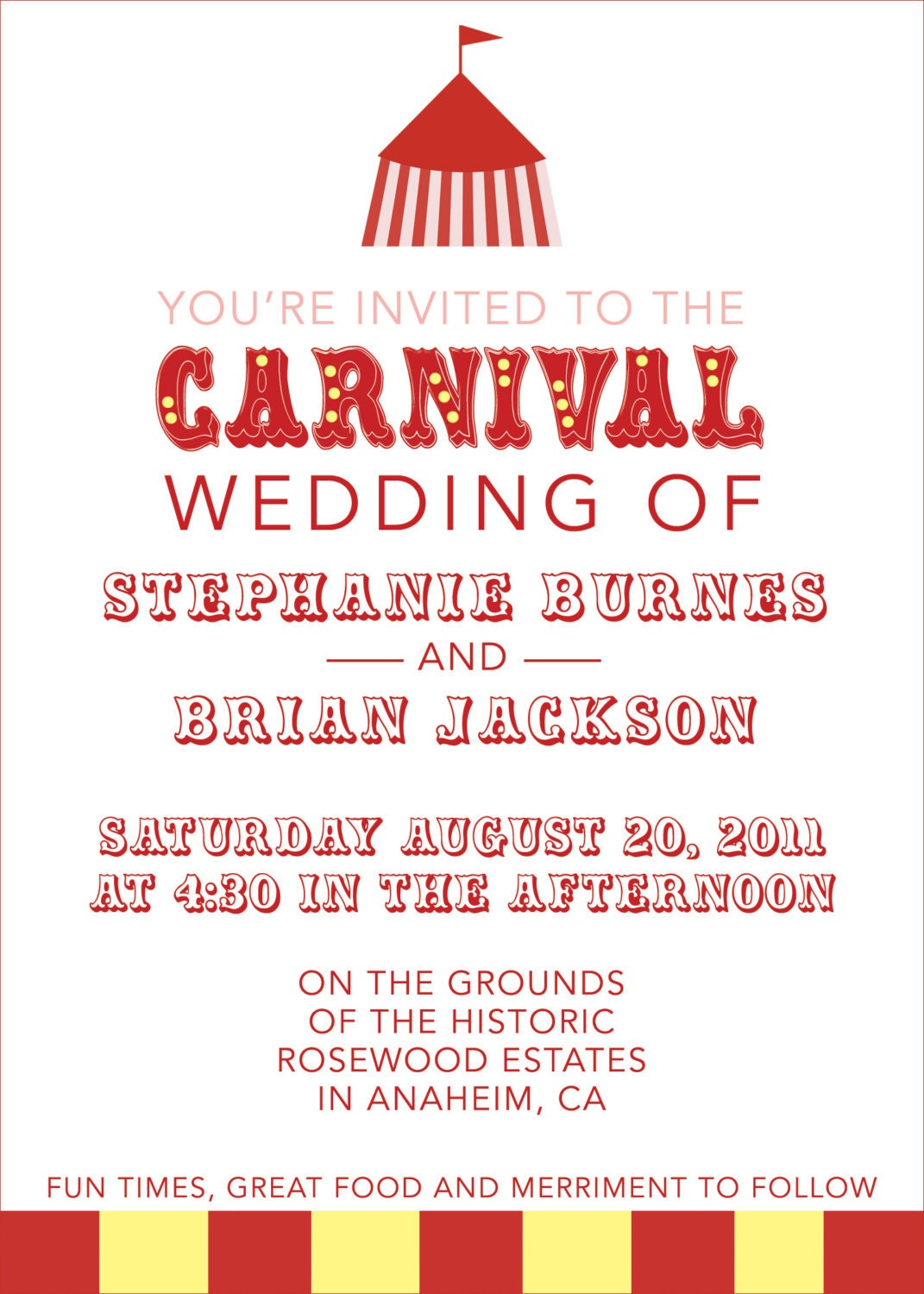 Carnival and/or Circus Themed Wedding Invitation