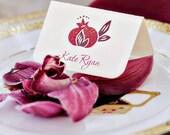 Pomegranate Place Cards - hand painted and embellished with glitter