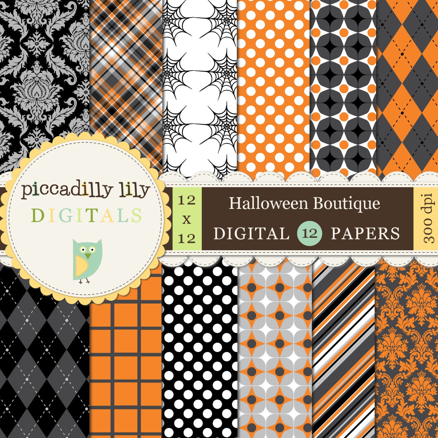 Instant Download - Halloween Boutique -- 12x12 Digital Printable Scrapbook Paper Pack -- Buy 3 Digital Paper Packs Get 1 FREE