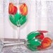 Wine Glasses with Red Tulips Set of 2