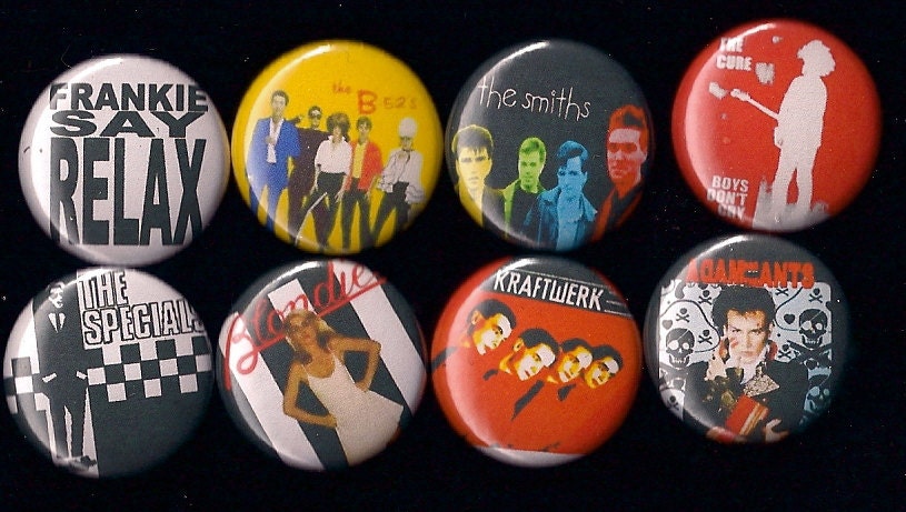 Items Similar To Awesome 1980s New Wave Set Of 8 Pins Buttons Badges The Cure Blondie Smiths Etc