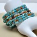 Turquoise Blue/Autumn Browns - Memory wire - Bangle - Multi Strand - Boho