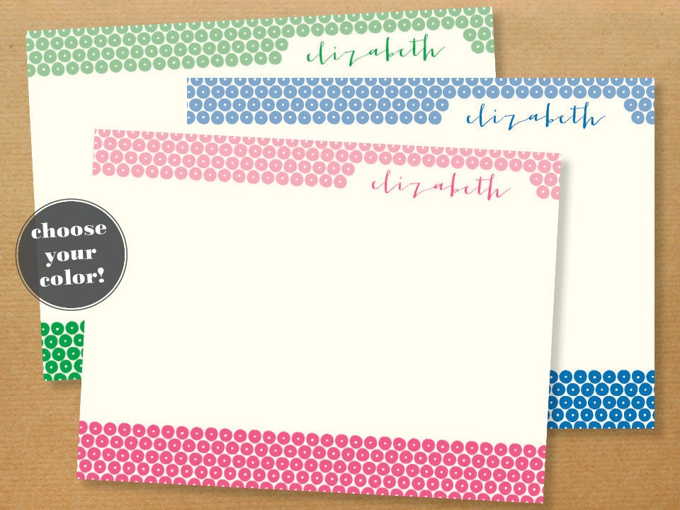 sequin dot // personalized notecards