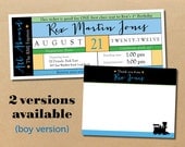 train ticket // birthday party invitation and thank you card