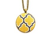 Geometric Jewelry Yellow & Grey Statement Necklace with Convertible Chain