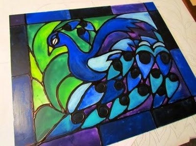 Pattern, Stained Glass, Peacock, Faux Stained Glass Peacock Kit