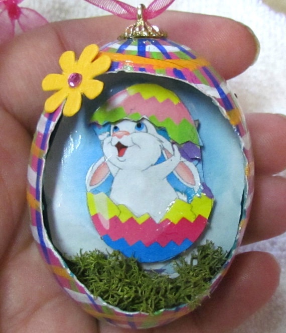 Egg, Chicken egg, 3D, Easter, Jolly Rabbit Eggcettera- Real chicken egg with cute 3D scene inside