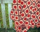 really gorgeous vintage wool afghan --  handmade folk goodness