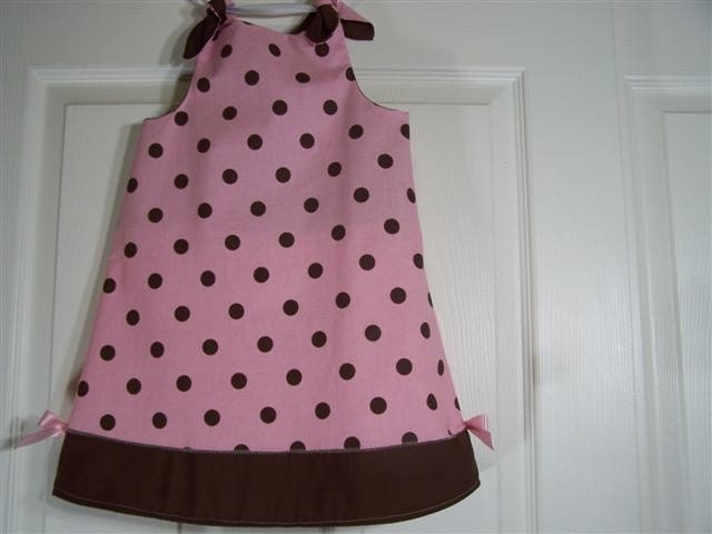 Pink & brown polka dot sun dress, baby, toddler, girl, clothing, retro, children, accessories, decor True Destiny Designs, RD1