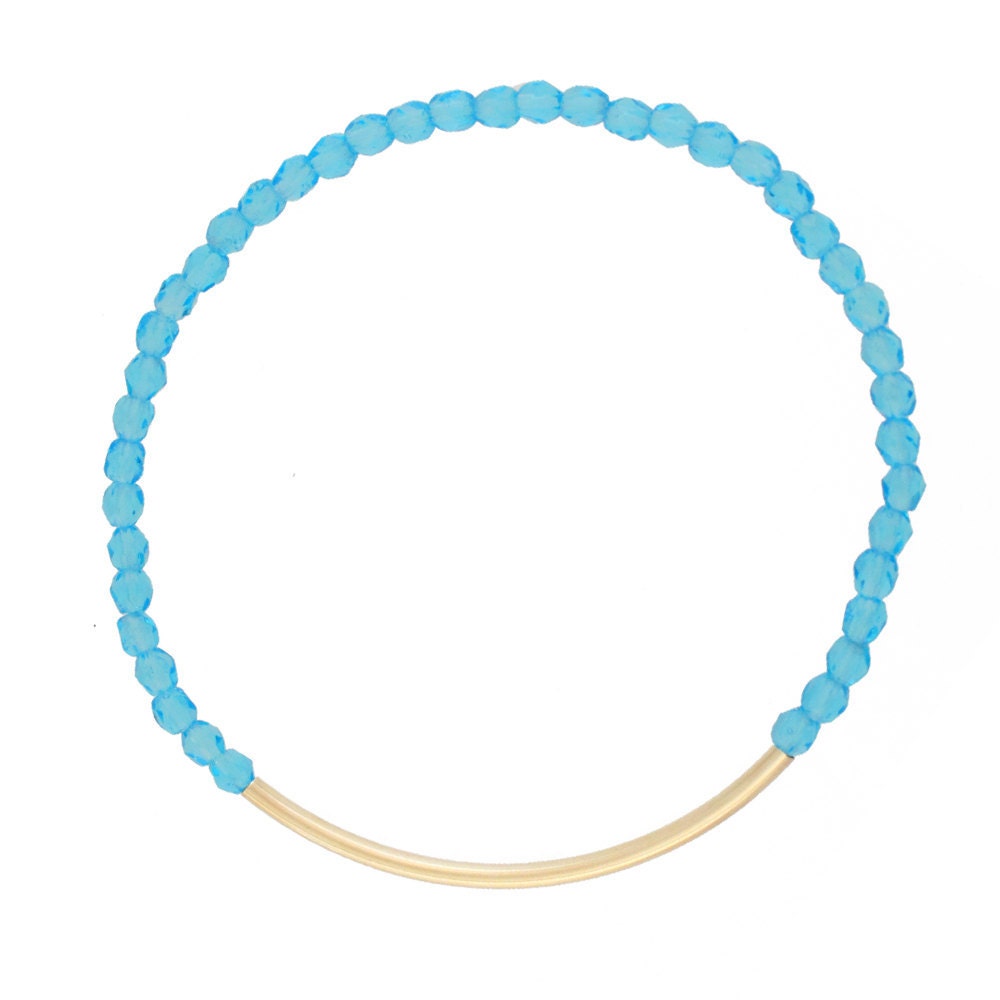 Gold Bar Bracelet - Aqua