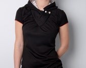 floral hoodie dress - black - flowers - buttons